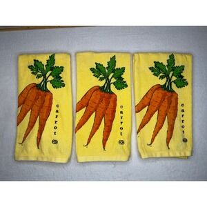 Calphalon Carrot Kitchen Hand Towels Set of 3 Yellow 100% Cotton Farmhouse Decor